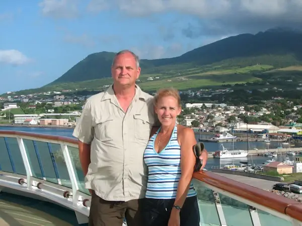 On the ship at the port of Basseterre in St Kitts.